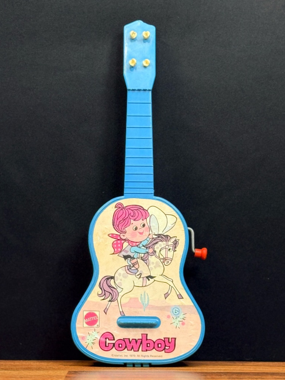 1970 MATTEL Cowboy Guitar Wind Up Music Toy